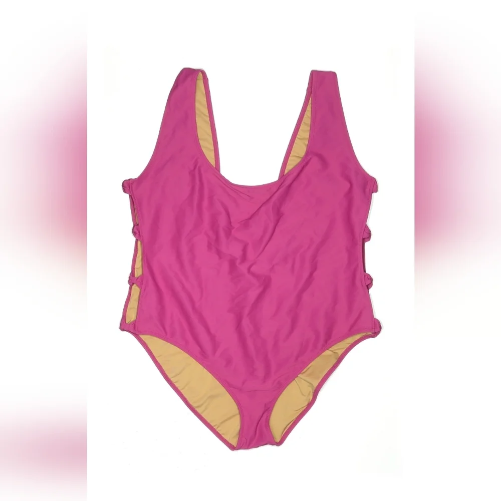**J.Crew One-Piece Cutout Swimsuit Colorblock Pink & Peach | Size 22 | NWT
